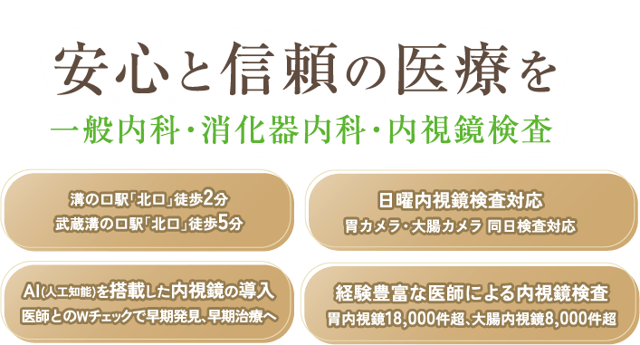 病気の予防・早期発見をお手伝いします　皆さまの幸せを第一に　最新設備による本気の内視鏡検査
